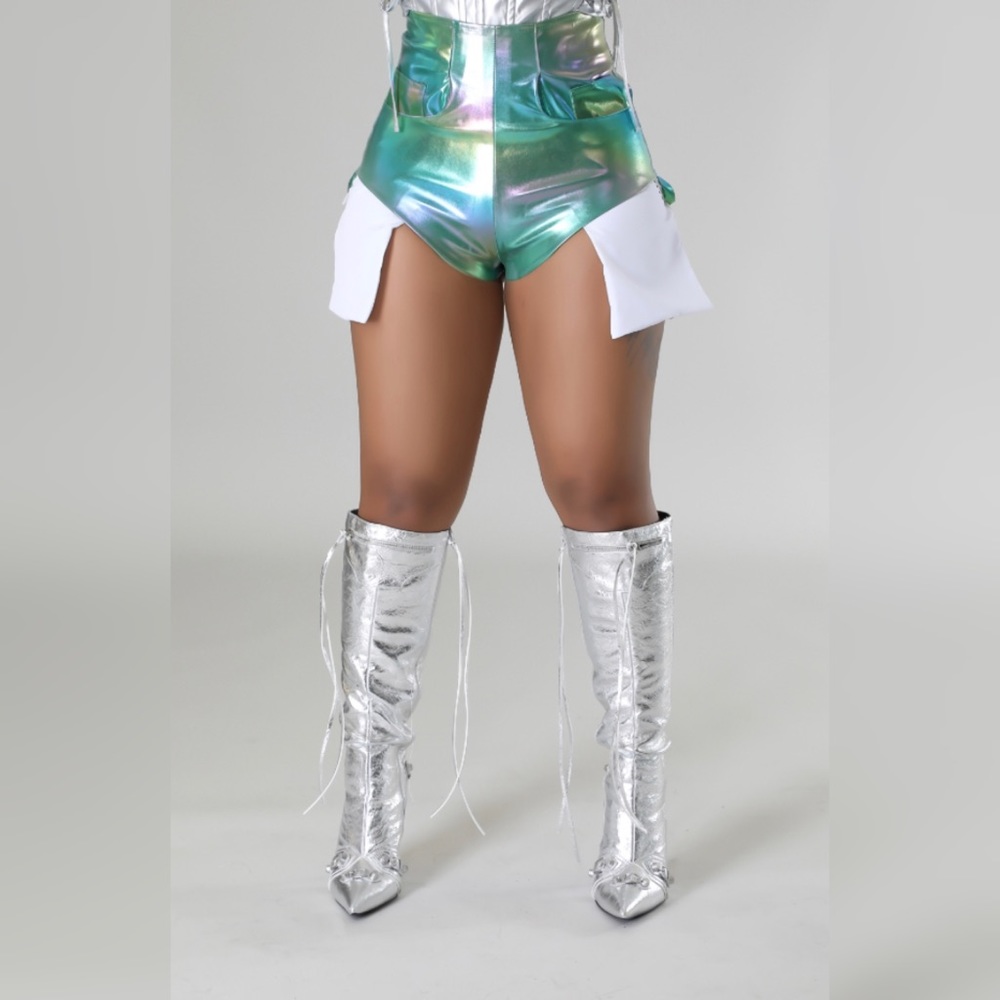 Women’s High Waist Metallic Shorts